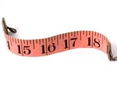 Vintage Measuring Tape Bracelet - Reversible - Salmon Pink & White - Antique Brass