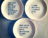 8" dish screenprinted text various text.  MADE TO ORDER