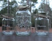 3 Piece Personalized Mason Jar Sand Ceremony set, Wedding Ceremony,Always & Forever, 2 pouring vases