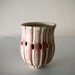 Stoneware Votive with Rustic Carved Design / Wheel Thrown / "PERSIAN ORANGE"