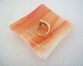 CLEARANCE Ring Dish - Sedona Sunrise Coral Mini Fused Glass Dish, Jewelry Dish