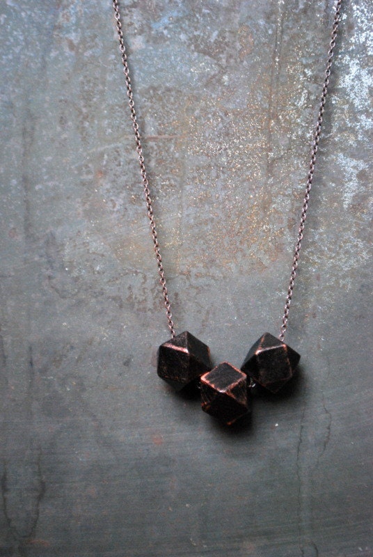 Black Copper Geometric Wood Necklace - Boho Necklace - Everyday
