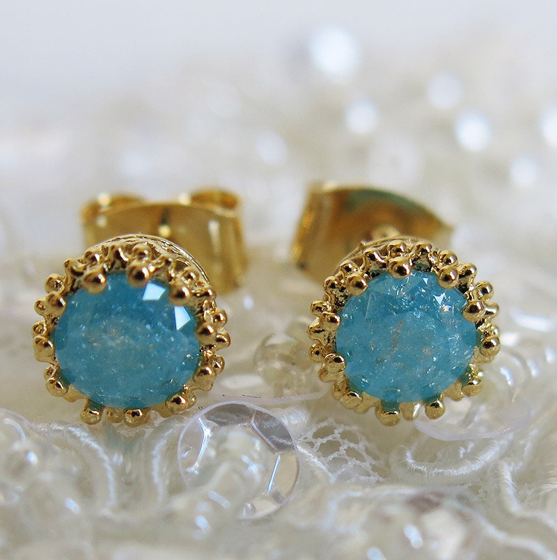 mint stud earrings, Gold Filled stud post earrings,druzy Crystal earrings,Bridesmaids gift,bridesmaids earrings,bridal jewelry,shabby chic