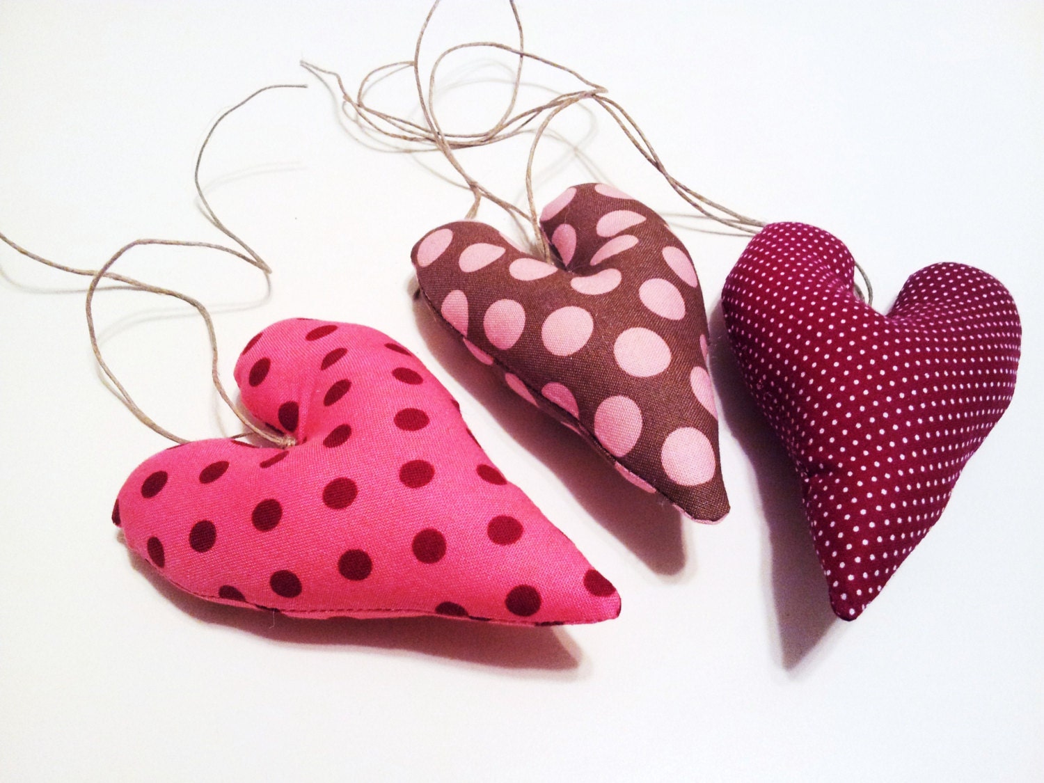 Heart Ornaments / Polka Dot Lover / Red White And Pink / Wedding Decor