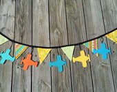 Airplanes Banner / Garland / Flags And Wooden Airplane Ornaments / Children / Nursery Decoration /