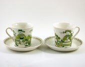 Two Figgjo Flint "Market" Cups and Saucers Designed by Turi Gramstad Oliver