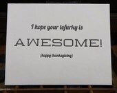 Letterpress printed card - Thanksgiving tofurky