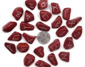 Reg Red Jasper Rune Set Hand Carved Elder Futhark With Manual & Pouch