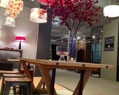 Sale Trestle Oak/Steel Dining Table-READY TO SHIP Mother's Day Sale