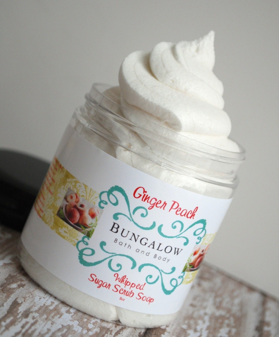 Ginger Peach Whipped Sugar Scrub Soap - Paraben & SLS Free - 8oz Jar - New