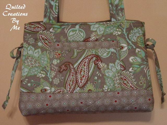 Quilted Bow Tuck Style   Bag Purse Handbag Tote MaDE and REaDY to SHiP by QuiltedCreatonsByMe