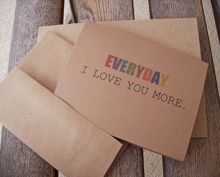I Love You More - Valentine Card, Anniversary Card, Kraft Love Greeting Card, Valentine's Day Card - twin2kim