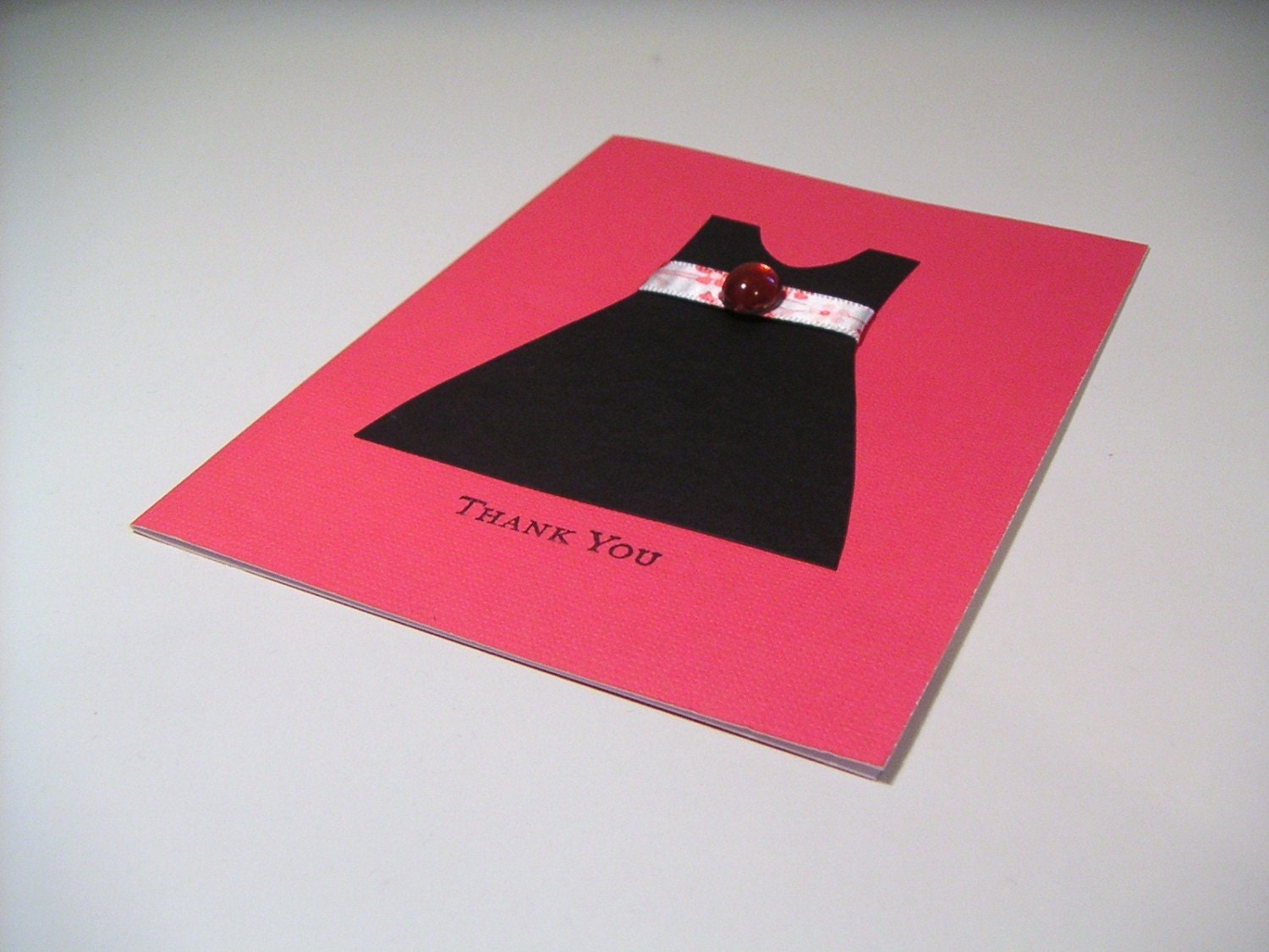 Red Thank You Greeting Card with Black Dress