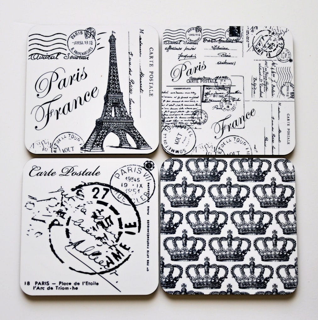 French theme wood cork coasters