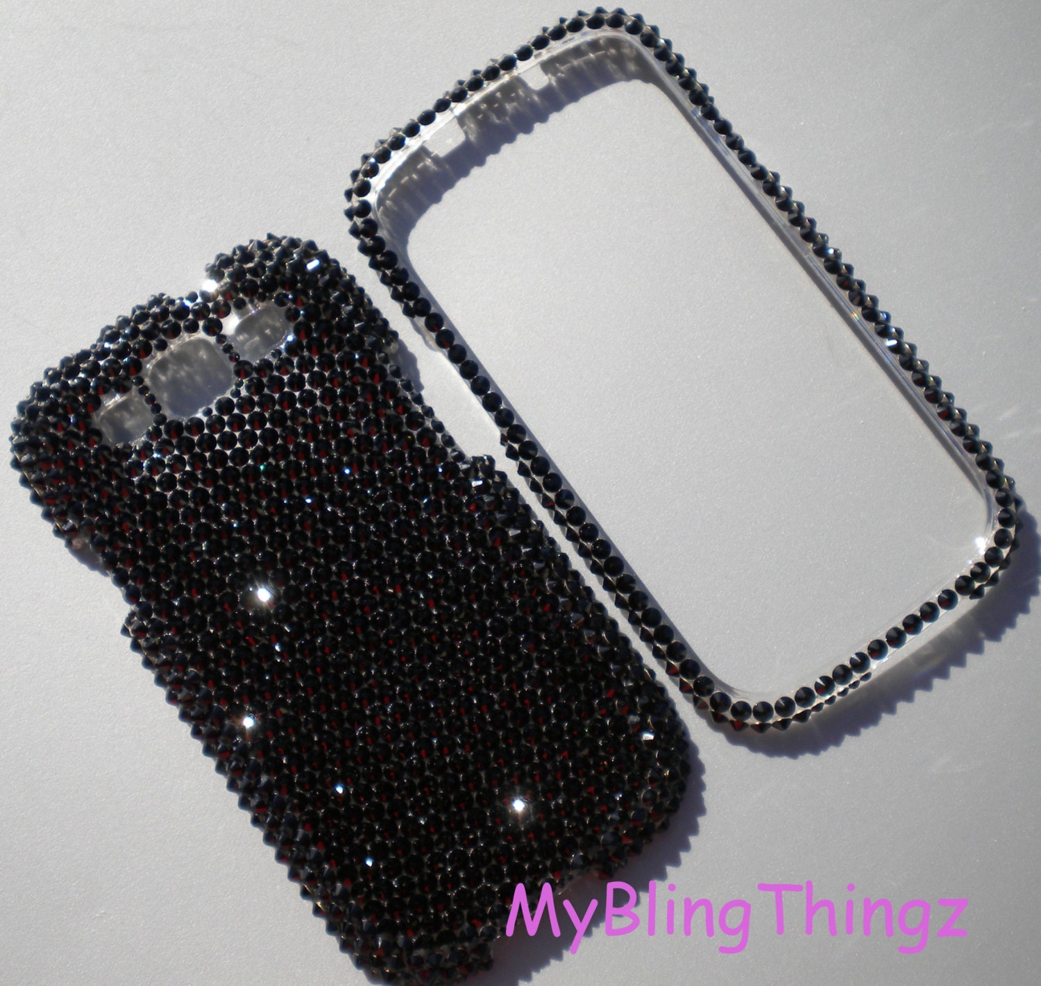Jet Black Crystal Diamond Rhinestone BLING Case for Samsung Galaxy S 3 III handmade with 100% Swarovski Elements