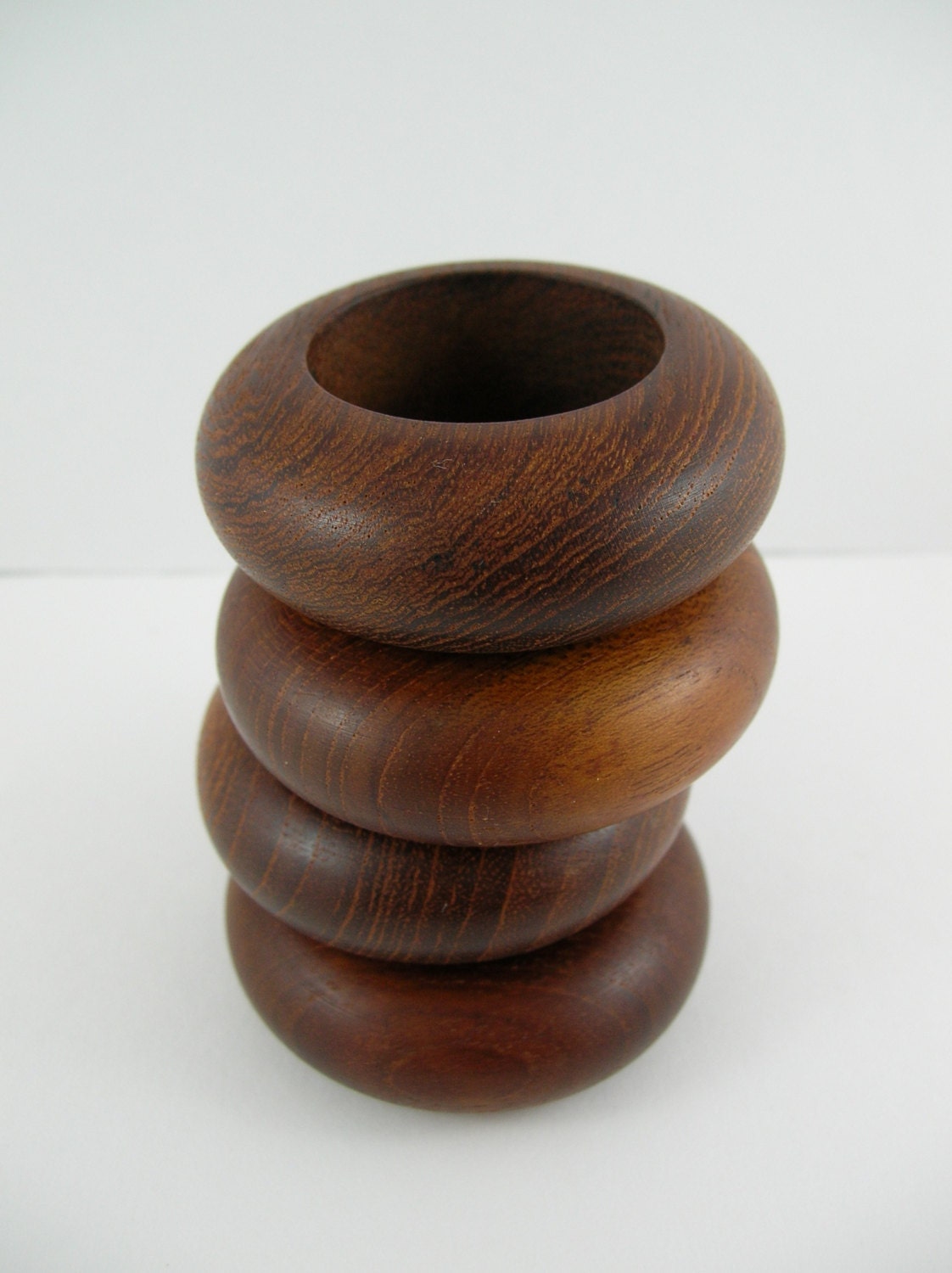 Vintage Danish Teak Napking Rings Made in Denmark Set 4 Mid Century Modern MOD Retro Dansk Era Modernist