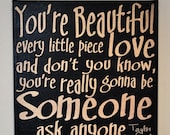 Mad-4-Grads Super Sale You're Beautiful by Taylor Swift -  Expressive Art on Canvas wall decor for Dorm, kitchen, Kids room, girls room wal