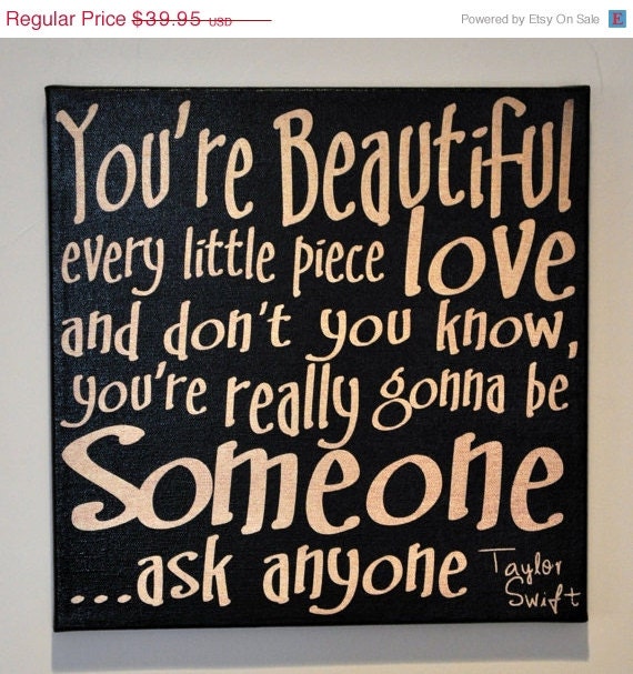Mad-4-Grads Super Sale You're Beautiful by Taylor Swift - Expressive Art on Canvas wall decor for Dorm, kitchen, Kids room, girls room wal