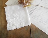 Vintage Bride White Handkerchief French Farmhouse White Hankie