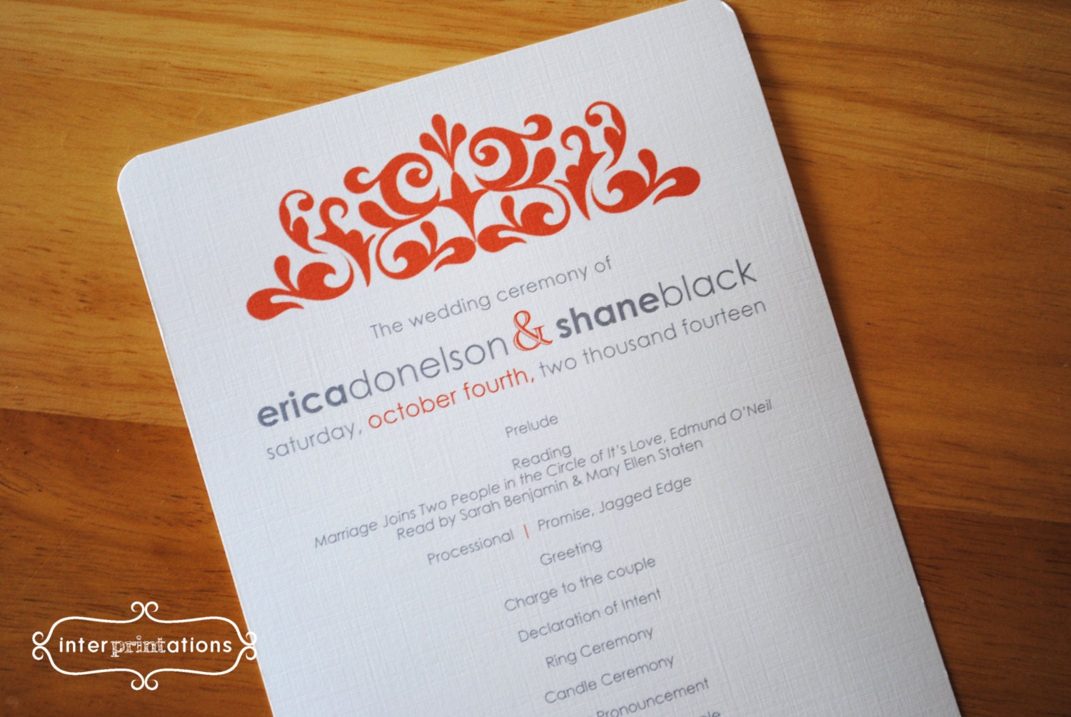 Wedding Ceremony Program (Filigree) - Sample