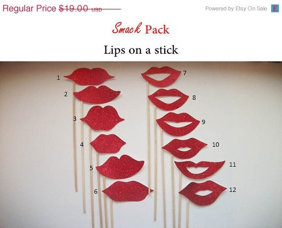 BIG SALE NOW Smack Pack Lips on a Stick Big Party Pack Photo Booth Prop Set of 24 Diy Kit