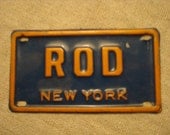 Vintage Mini License Plate New York ROD