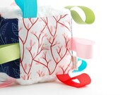 Baby Toy Fabric Rattle Ribbon Block Pink Blue Woodland Modern