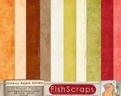 SALE - 40% Autumn Digital Paper - Fall Solid Backgrounds in Apple Green, Red Delicious, Pumpkin Orange, & Cinnamon - Commercial Use