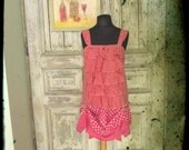 Ruffles and Ties Patchwork Tank Dress / Upcycled Clothing / Women Day Dresses / Pink Salmon Rose / Boho Rustic Chic  / by Garage Couture