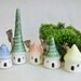 Mini Houses - Pastels - Set of 5 - Handmade, Wheel Thrown