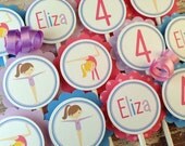 SET of 12 GYMNASTICS Cupcake Toppers for Girls : Gymnast Il_170x135