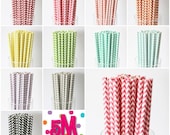 25 Chevron PAPER STRAWS - 11 colors- Chevron Striped - printable straw flag - vintage retro wedding bridal shower baby shower birthday party