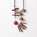 Black Leather Cord Necklace with Gemstones in Earthy Colors