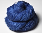 Sapphire glowing in the sun OOAK - Tussah Silk Yarn Lace weight