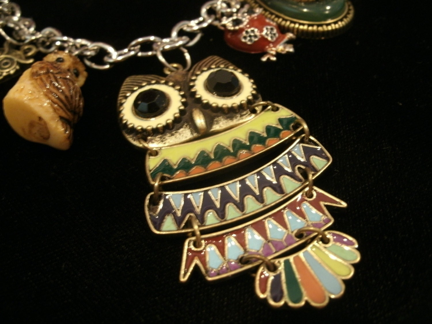 vintage owl charm bracelet