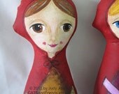 Story book character, art figure, OOAK painted wall doll -- LITTLE RED  -- S O F T . S C U L P T U R E . D O L L