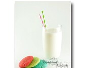 Milk and Cookies Red Green Blue Lime Aqua Turquoise 5x7 Kitchen Wall Decor Art Photography Print