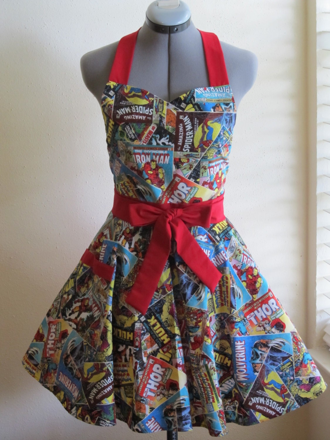 Limited Edition- Sweetheart Hostess Apron - Marvel Comics- with a hint of Red-Ready to ship