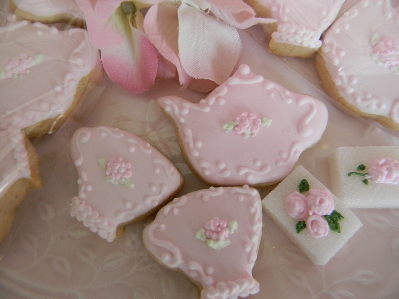 24 Petit Fleur Design Teapot and Teacup Cookies 2 Dozen