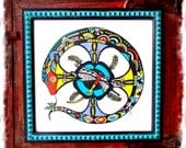 AYAHUASCA Snake mandala DRAGONFLY totem for women Spiritual art Healing Art Womens TATTOOS Energy Framed Print