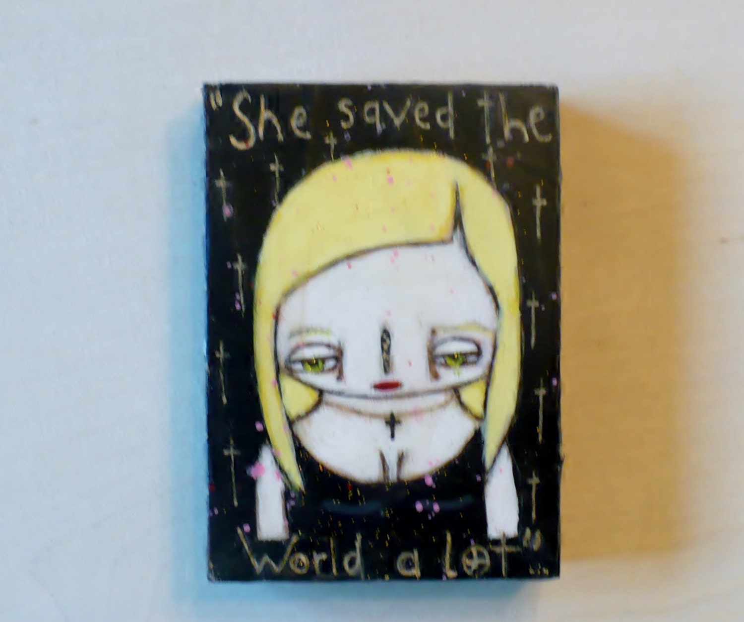 Buffy the Vampire Slayer  BUffy ACEO Beeswax original mixed media painting Fantasy Sci Fi