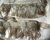 1900s French metallic Silver fringe trim and metallic silver braid upholstery & vintage fashion 90" OOAK Theda Bara 