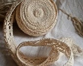 Long piece of Lace Vintage Handmade Lace in Oatmeal Cotton Bedfordshire & Maltese style over 18ft long Sewing and Wedding crafts supplies