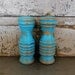 Turquoise Salt Shaker and Pepper Grinder Mill Wood Distressed