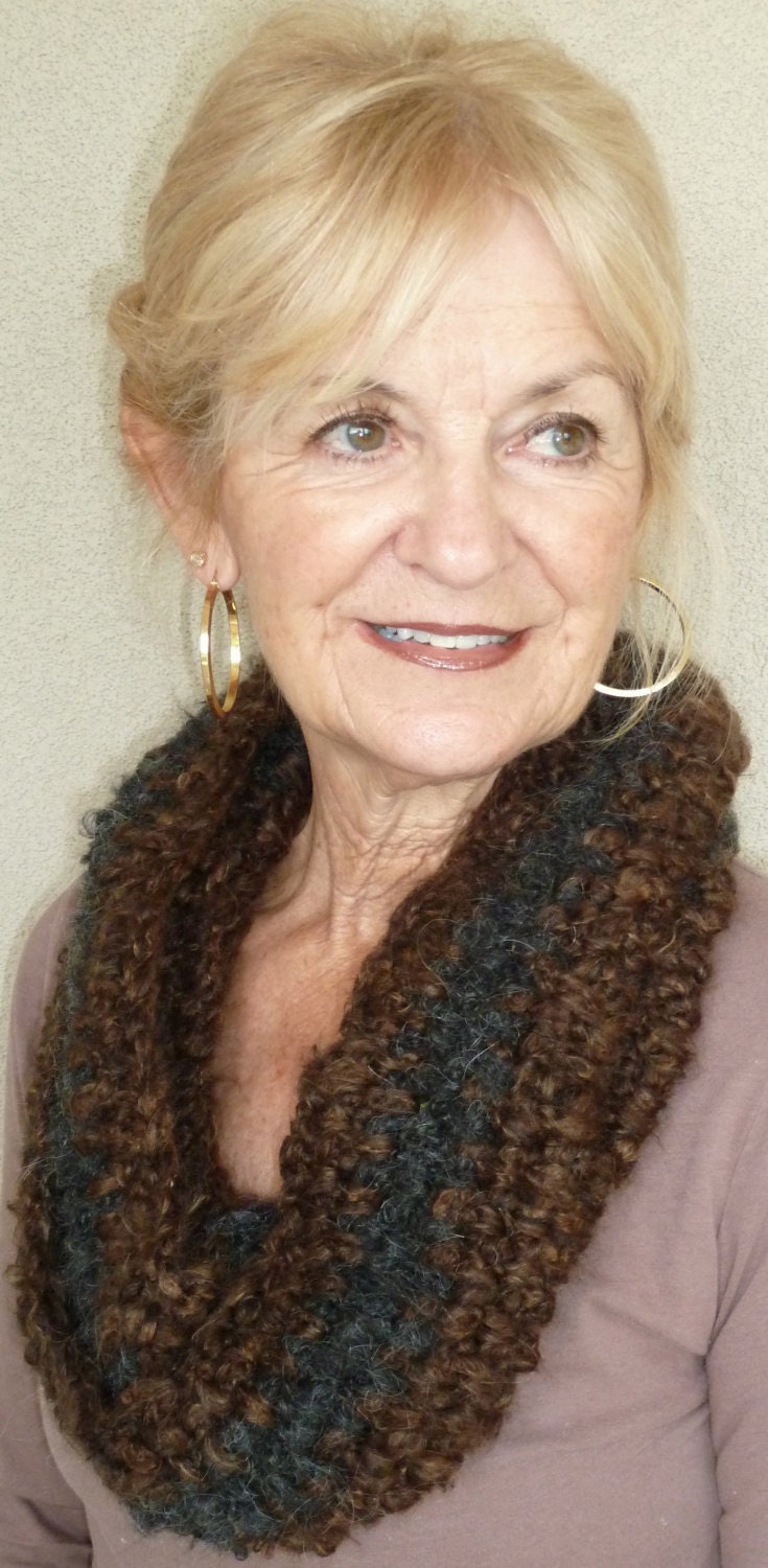 Infinity Crochet Scarf Black Brown