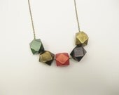 Geometric Wooden Bead Necklace