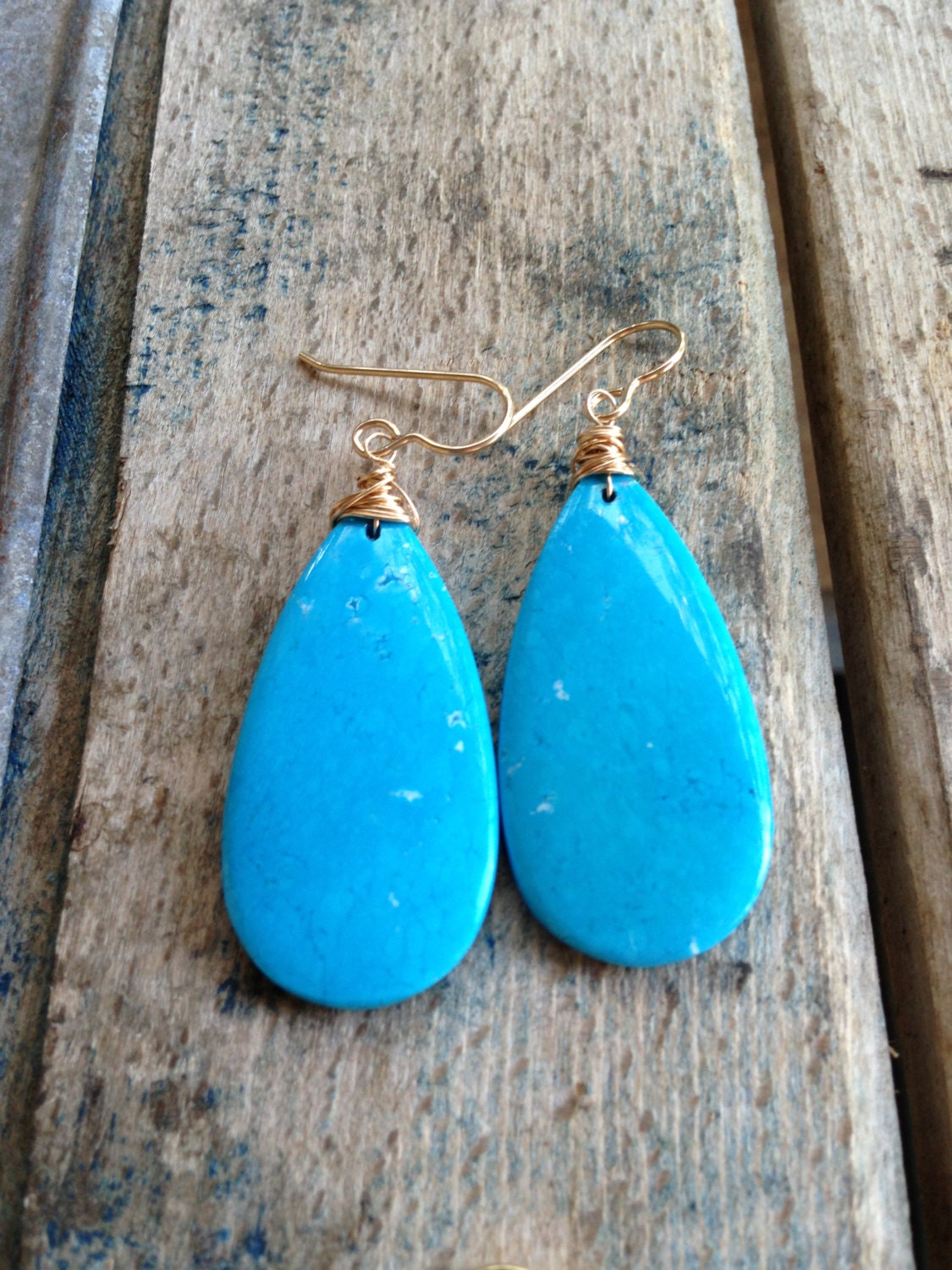 Big Electric Blue Stone Earrings