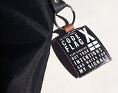 Printed Leather Keychain / Keyring / Key fob / Bag Charm of Code Flag Letter X