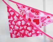 BANNER, Hearts, pink, red, girl, valentines day, prayer flags, fabric, childrens wall decor, room decor, love, nursery, baby, etsykids team