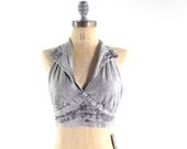 90s Grey Halter Top . Stone Wash . Sexy Hip Hop . XS - Small